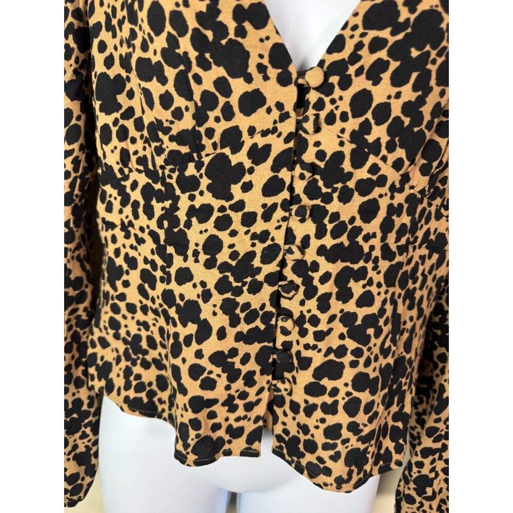 Reformation Leopard Button Front Long Sleeves Top… - image 9